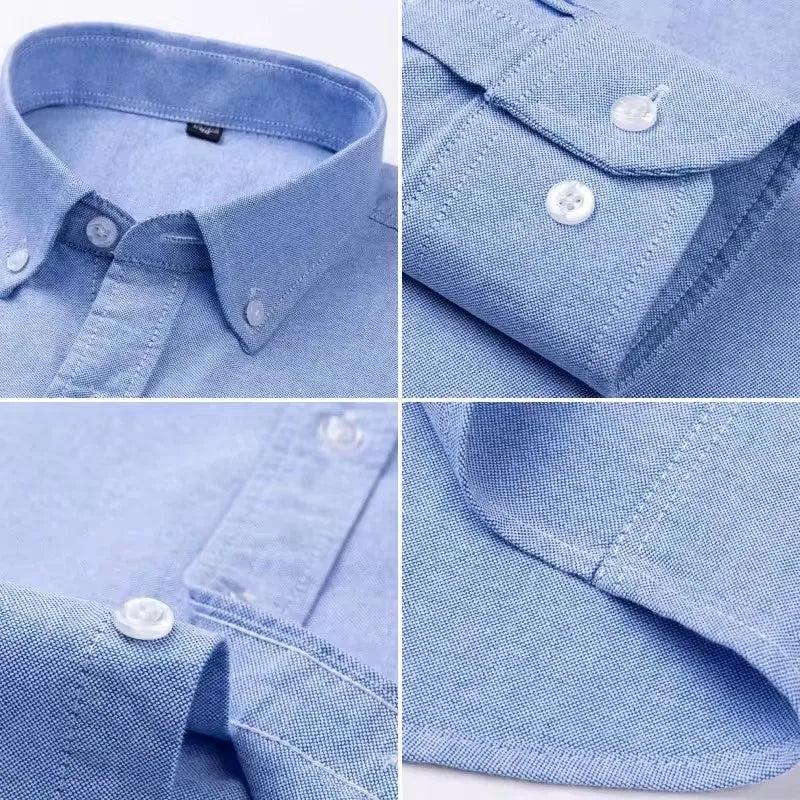 Plus 5XL 6XL Mens Oxford Shirts 100% Cotton Spring Long Sleeve Casual Business Formal Dress Shirt Regular Fit Social Man Clothes