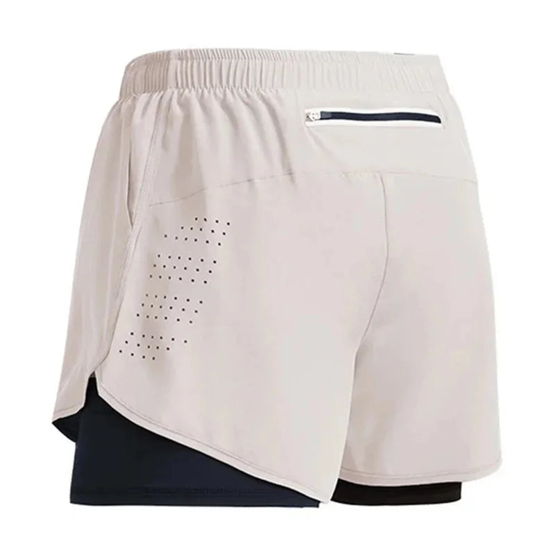 Men's Running Shorts Quick-drying Fitness ventilate Double Layer Shorts Men New Sport Workout Training Bodybuilding Short Pants