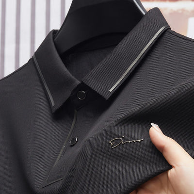 Men's New Polo Shirt Seamless Premium Luxury Cool Fabric Business Casual Golf Slim Fit Blouse Collar T-shirt