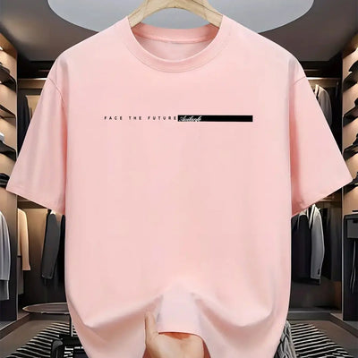 Summer men's 100% cotton casual loose fit large letter print round neck short sleeved T-shirt top High Street Unisex style