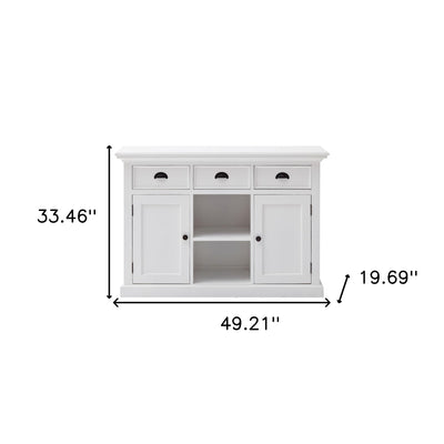 49" White Wood Three Drawer Sideboard with Two Doors-8