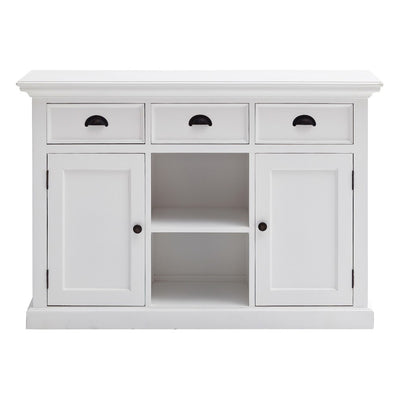 49" White Wood Three Drawer Sideboard with Two Doors-6