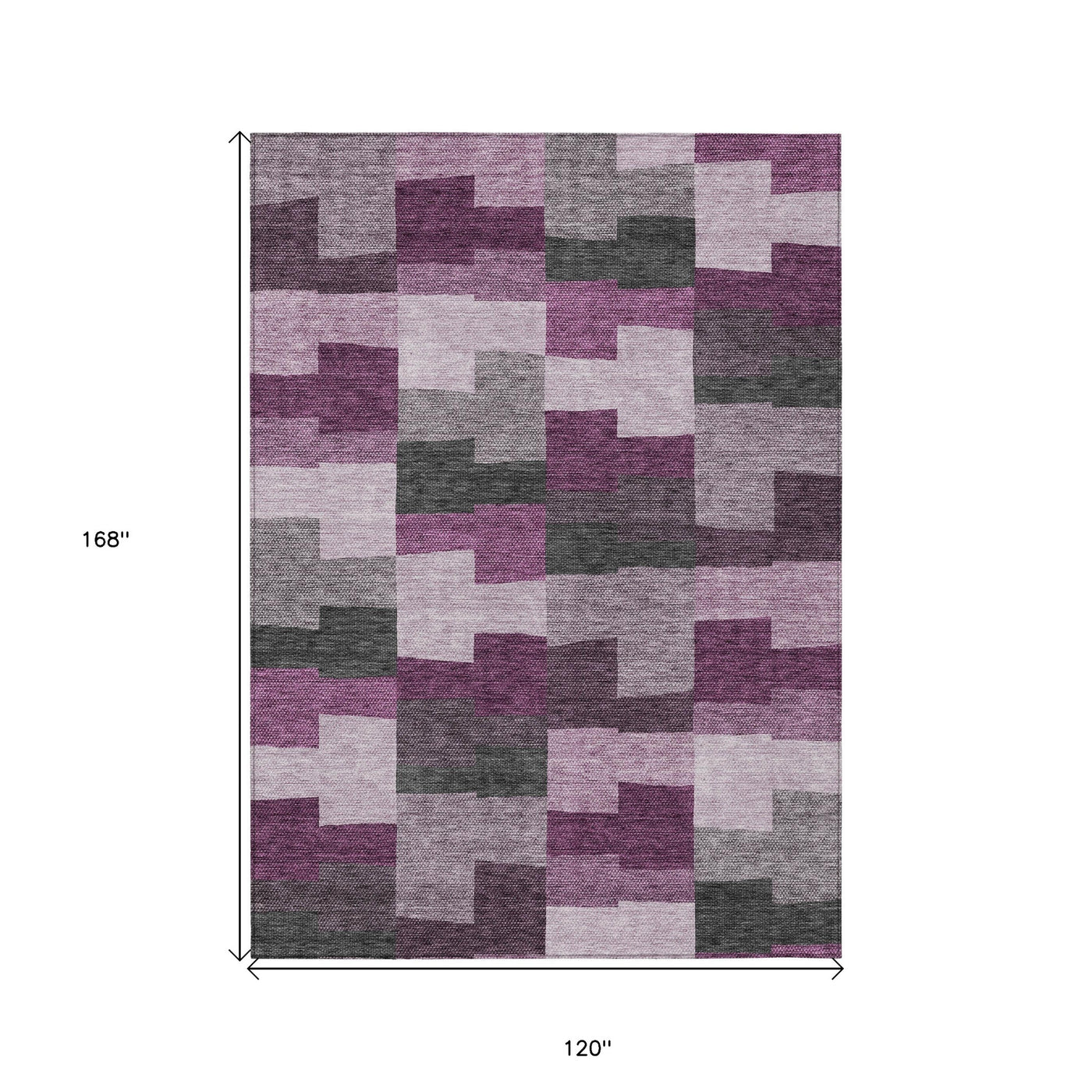 10' X 14' Merlot Mauve And Charcoal Geometric Washable Indoor Outdoor Area Rug-2