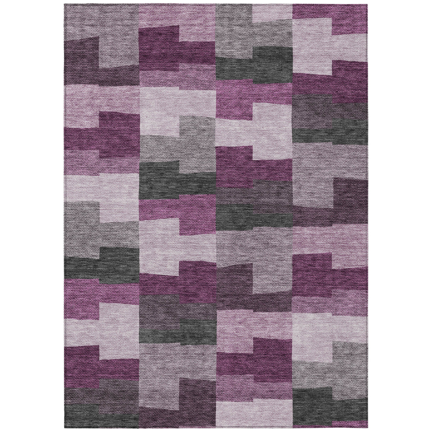 10' X 14' Merlot Mauve And Charcoal Geometric Washable Indoor Outdoor Area Rug-1