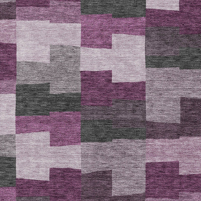 10' X 14' Merlot Mauve And Charcoal Geometric Washable Indoor Outdoor Area Rug-4