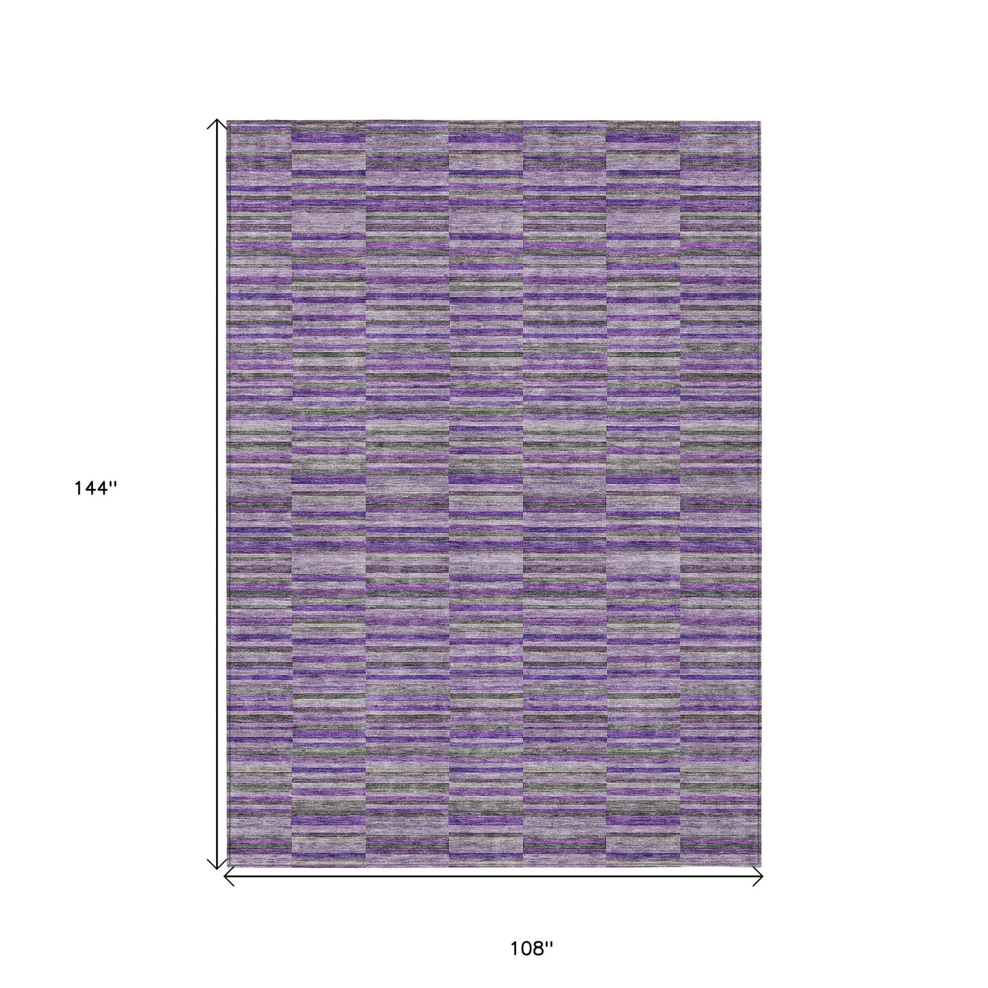 9' X 12' Purple And Lavender Striped Washable Indoor Outdoor Area Rug-2