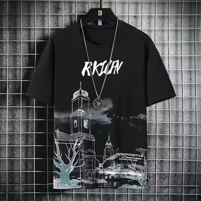 Suits for men 2025 Summer Fashion Polyester Thin Casual Breathable Short Sleeve Printed Sports T-shirt + Shorts Basketball Set