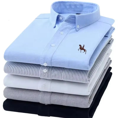 Plus 5XL 6XL Mens Oxford Shirts 100% Cotton Spring Long Sleeve Casual Business Formal Dress Shirt Regular Fit Social Man Clothes
