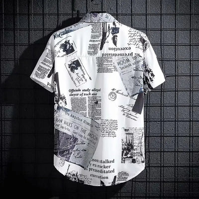 Summer short sleeved shirt men's thin style graffiti printed Hong Kong style trendy clothing beach floral loose half sleeved shi