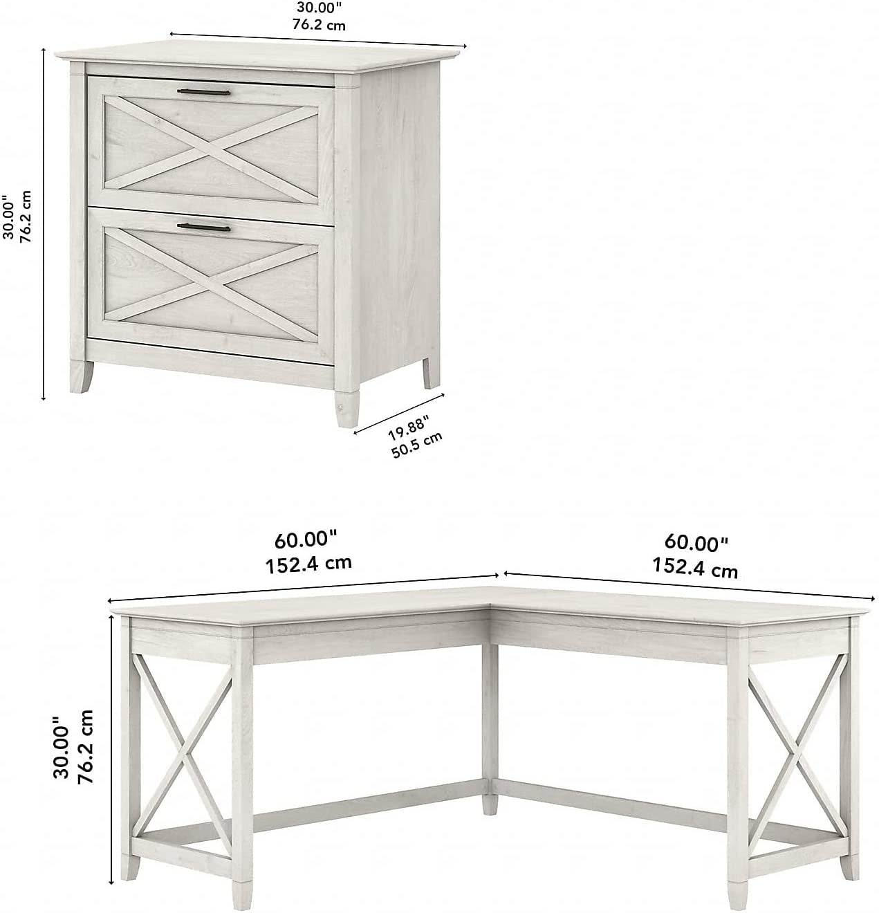 Key West L Shaped Desk with Mobile File Cabinet-2