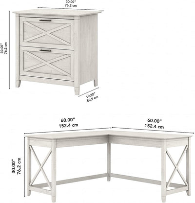 Key West L Shaped Desk with Mobile File Cabinet-2