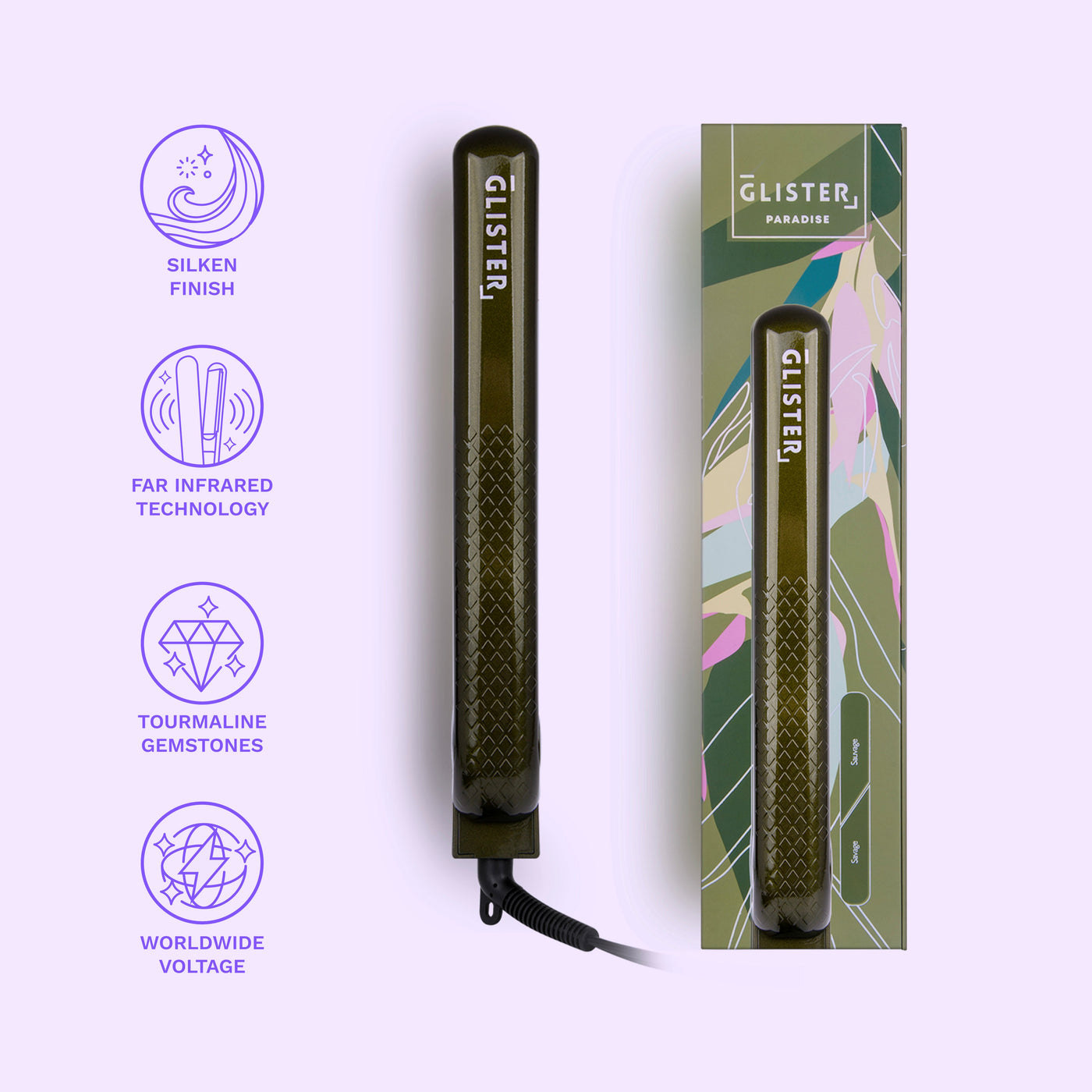 Paradise 1.25" Flat Iron with Tourmaline Gemstone Infusion-1