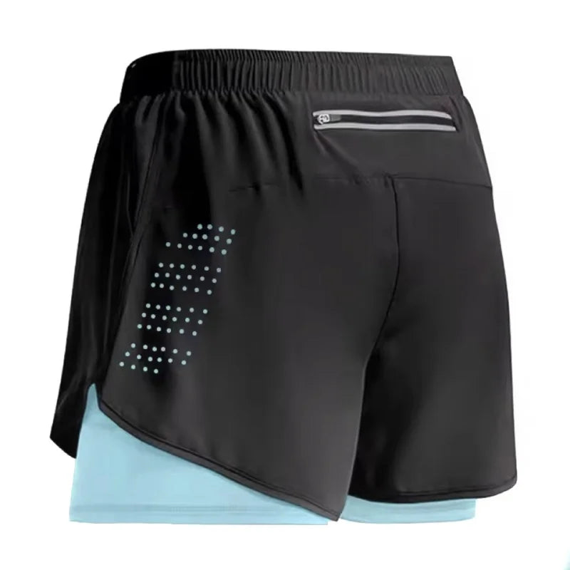 Men's Running Shorts Quick-drying Fitness ventilate Double Layer Shorts Men New Sport Workout Training Bodybuilding Short Pants
