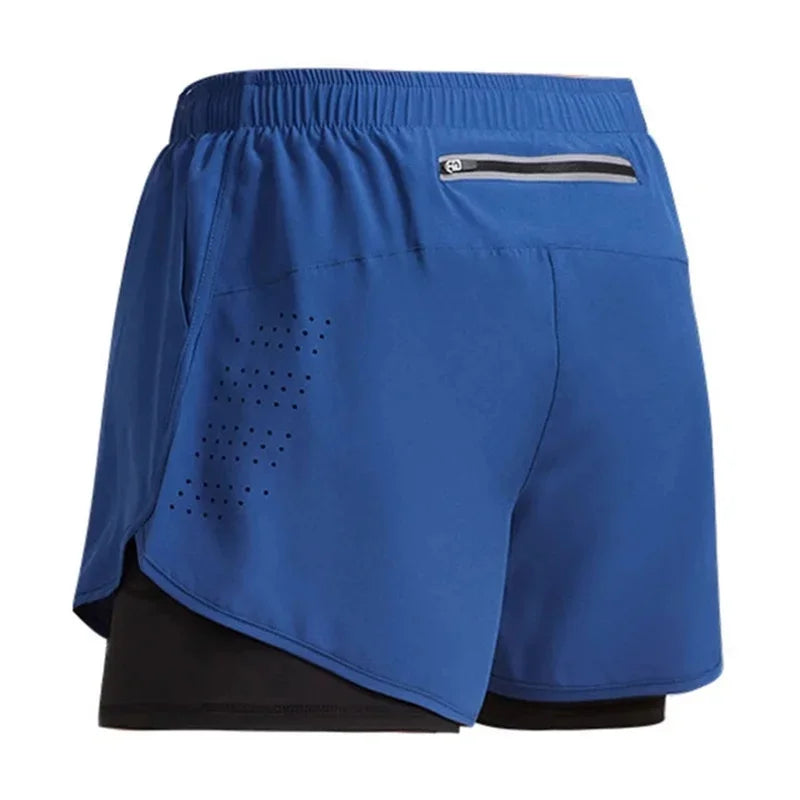 Men's Running Shorts Quick-drying Fitness ventilate Double Layer Shorts Men New Sport Workout Training Bodybuilding Short Pants